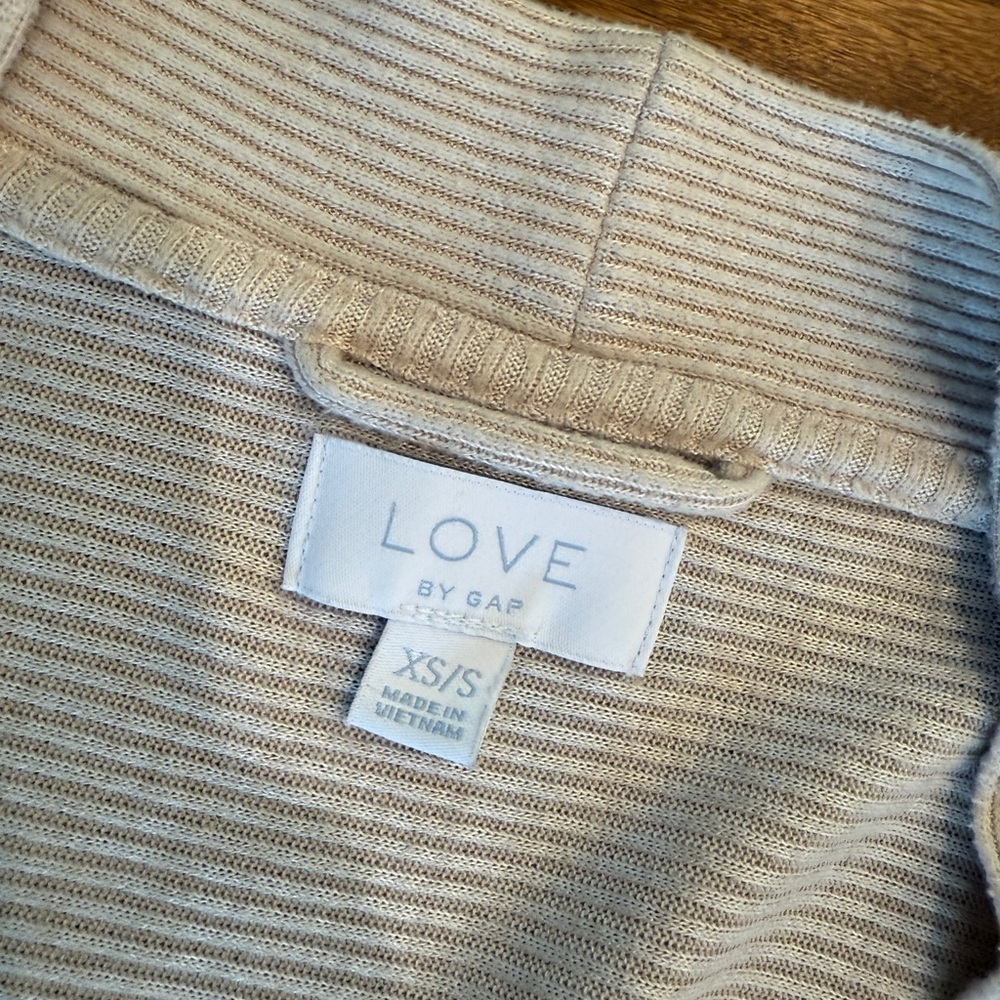 GAP Cream Ribbed Knit Cardigan Robe - Picture 2 of 3